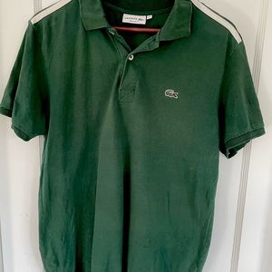 Mens vintage Lacoste polo - dark green XL regular fit.  Shoulder stripe details